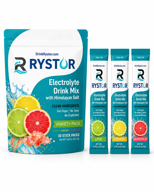 RYSTOR Electrolyte Drink Mix Variety Pack | Lime, Lemon & Grapefruit | 30 Stick Packs
