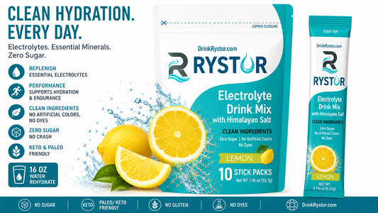 RYSTOR Electrolyte Drink Mix | Lemon | 10 Stick Packs