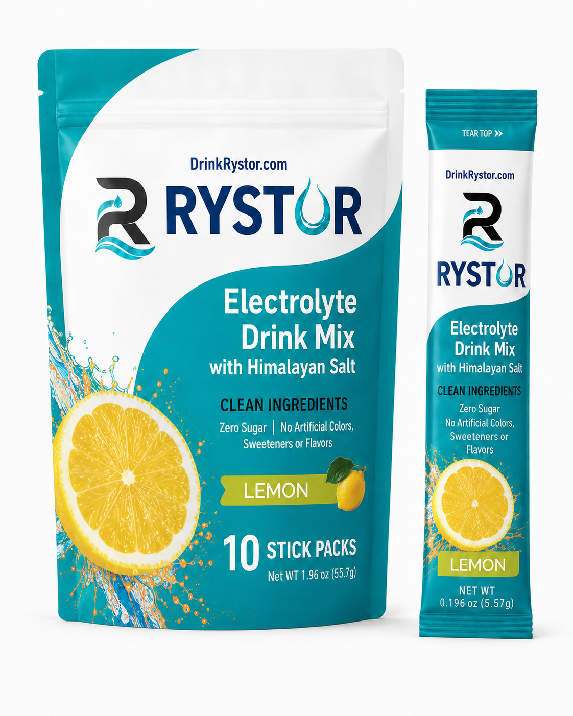 RYSTOR Electrolyte Drink Mix | Lemon | 10 Stick Packs