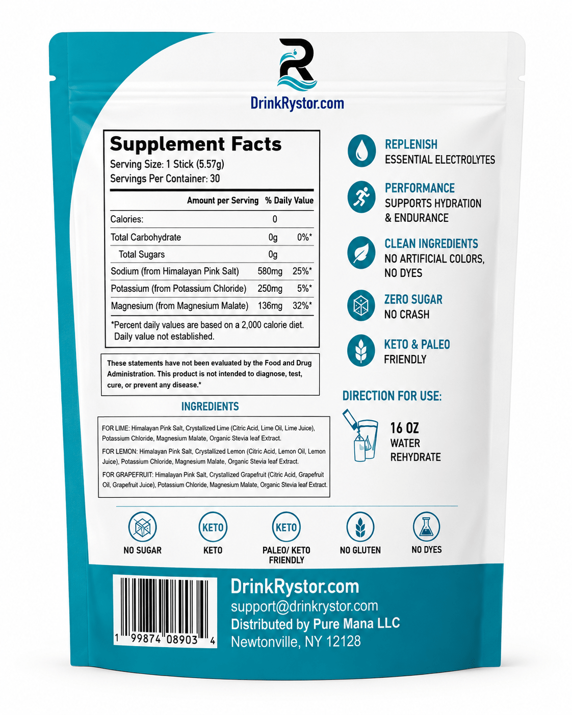RYSTOR Electrolytes Stick Packs - Rystor